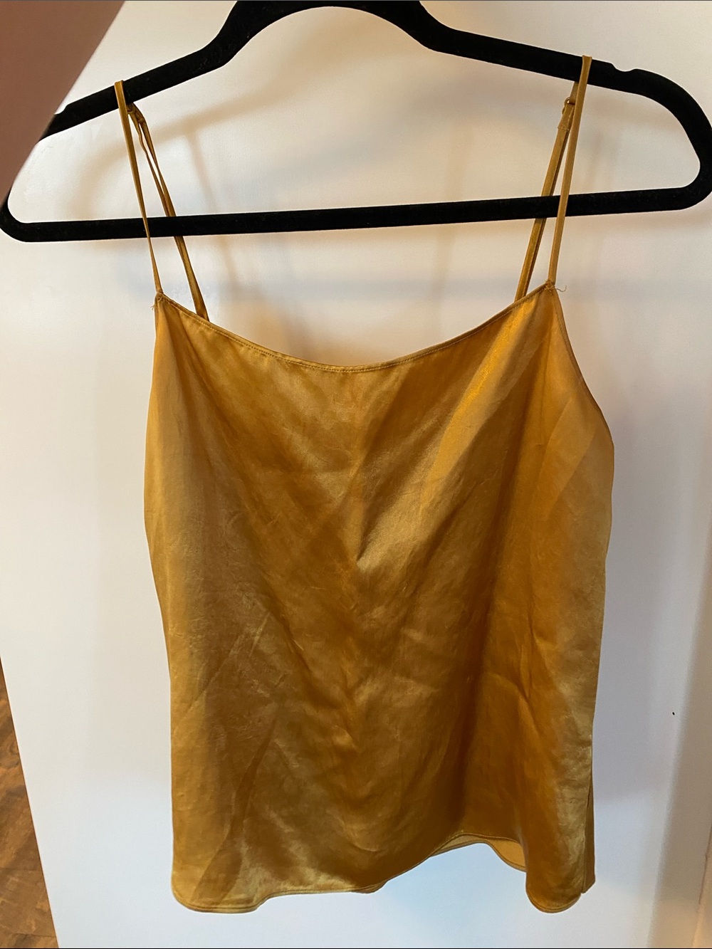 Babaton Golden Satin Spaghetti Strap Cami